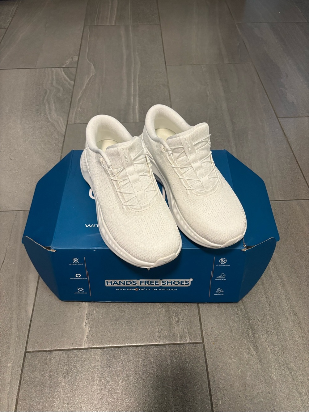 Womens White Slip-On Athletic Running Shoes - Hands Free Design